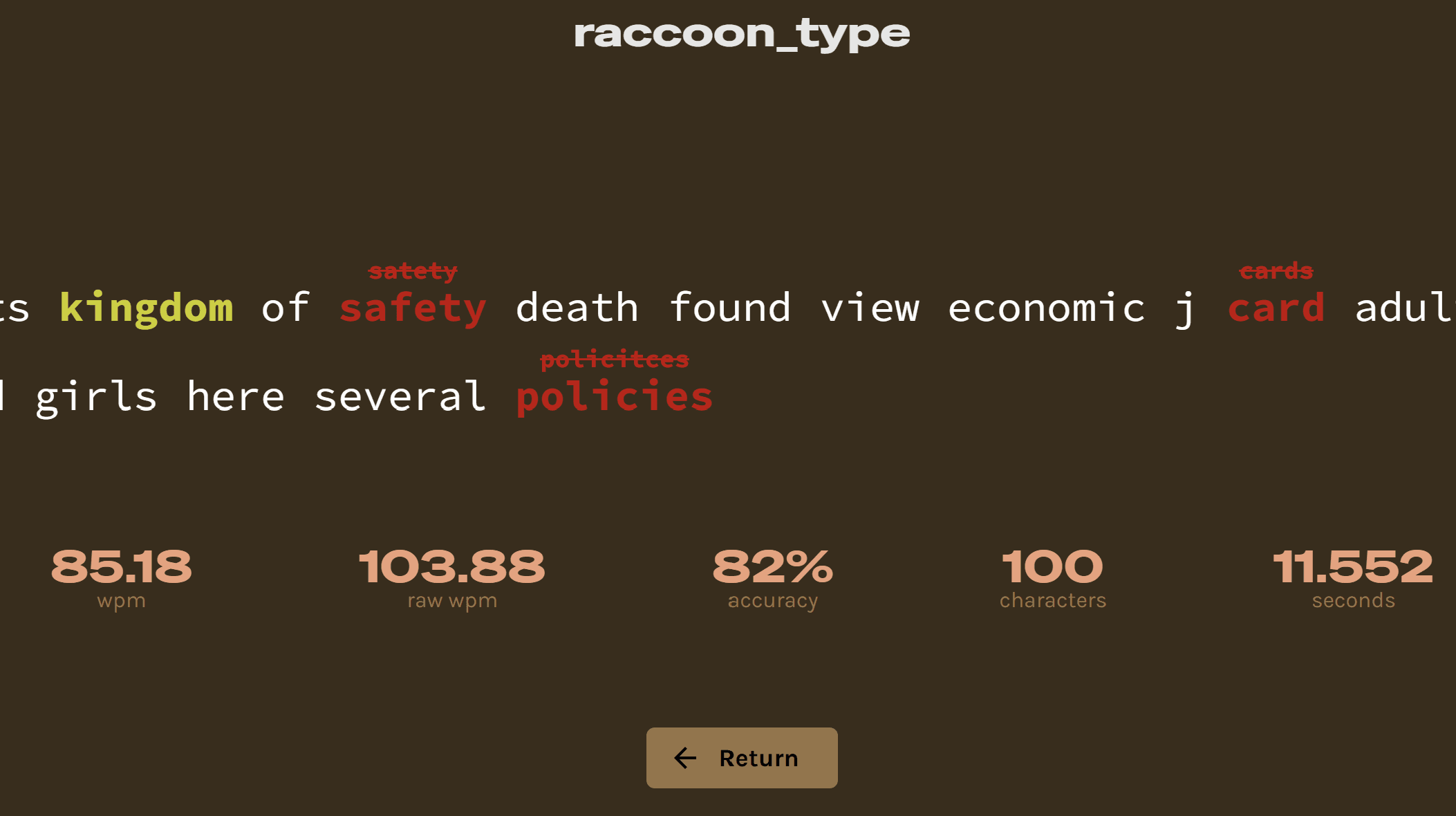 Picture of Raccoon_Type Game project